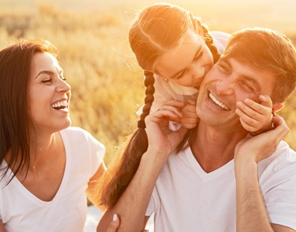 happy family spending time in nature